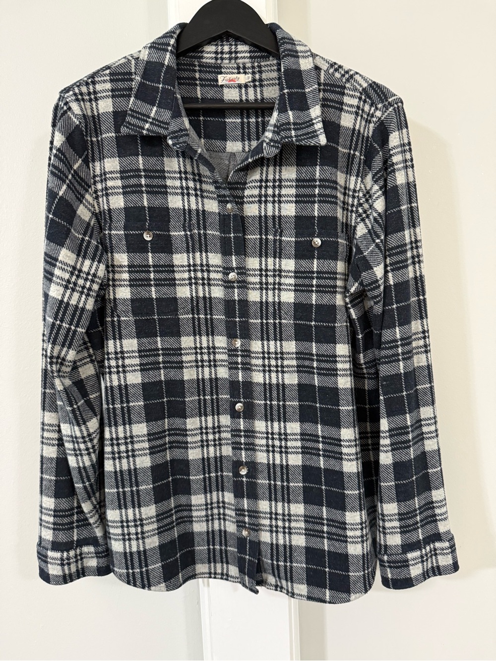 Faherty Legend Sweater Shirt Navy Plaid, L